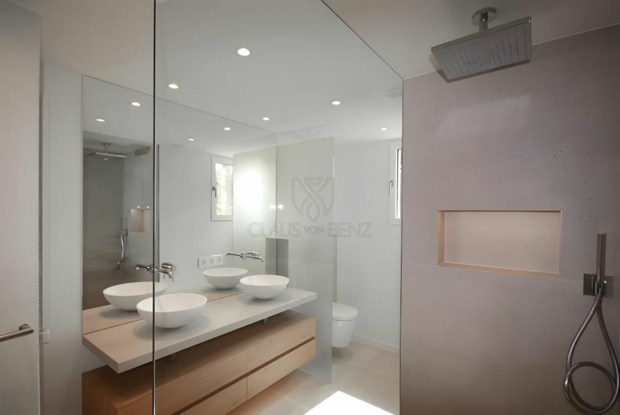 luxury penthouse sea view bathroom with glass shower