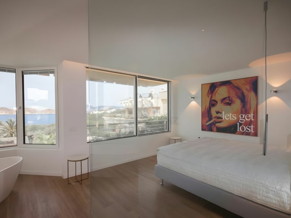 luxury penthouse sea view bedroom with bathroom