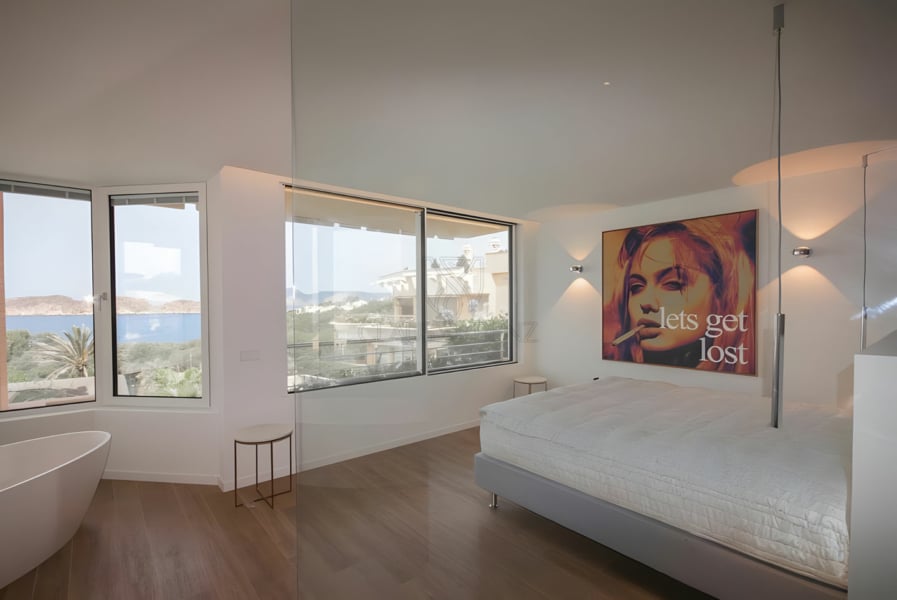 luxury penthouse sea view bedroom with bathroom