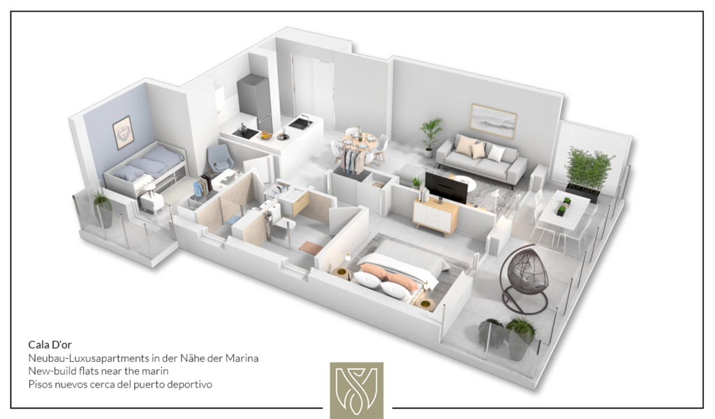 cala dor luxury apartment 3d plan