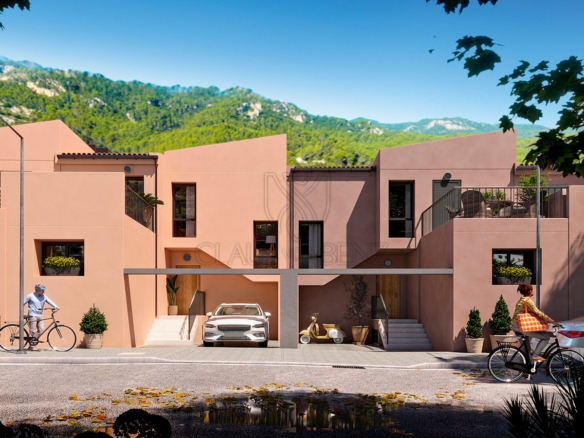 esporles new construction project mallorcan terraced villas front view min