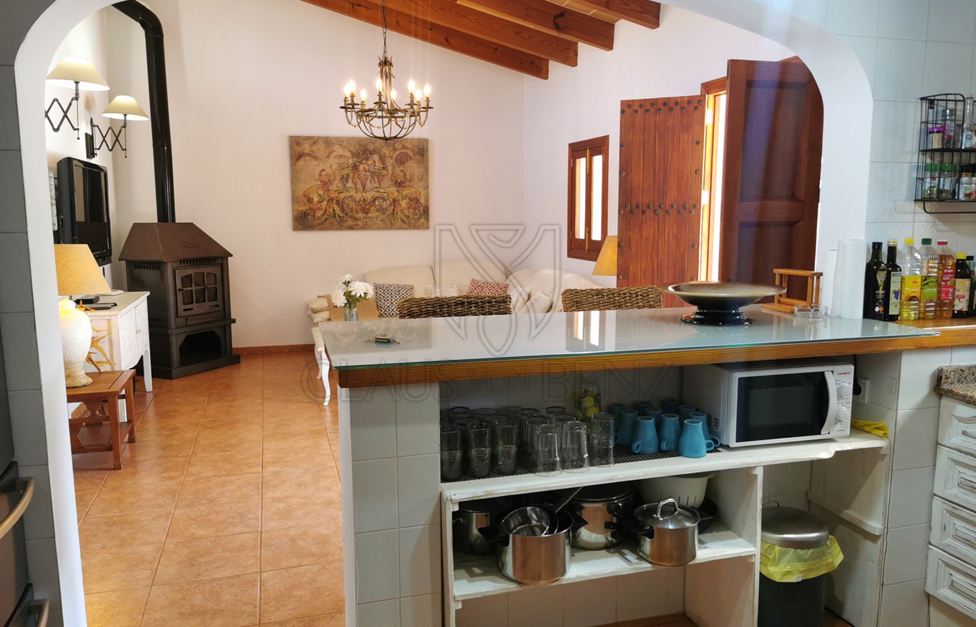 porreres rural property with vacation rental license kitchen island